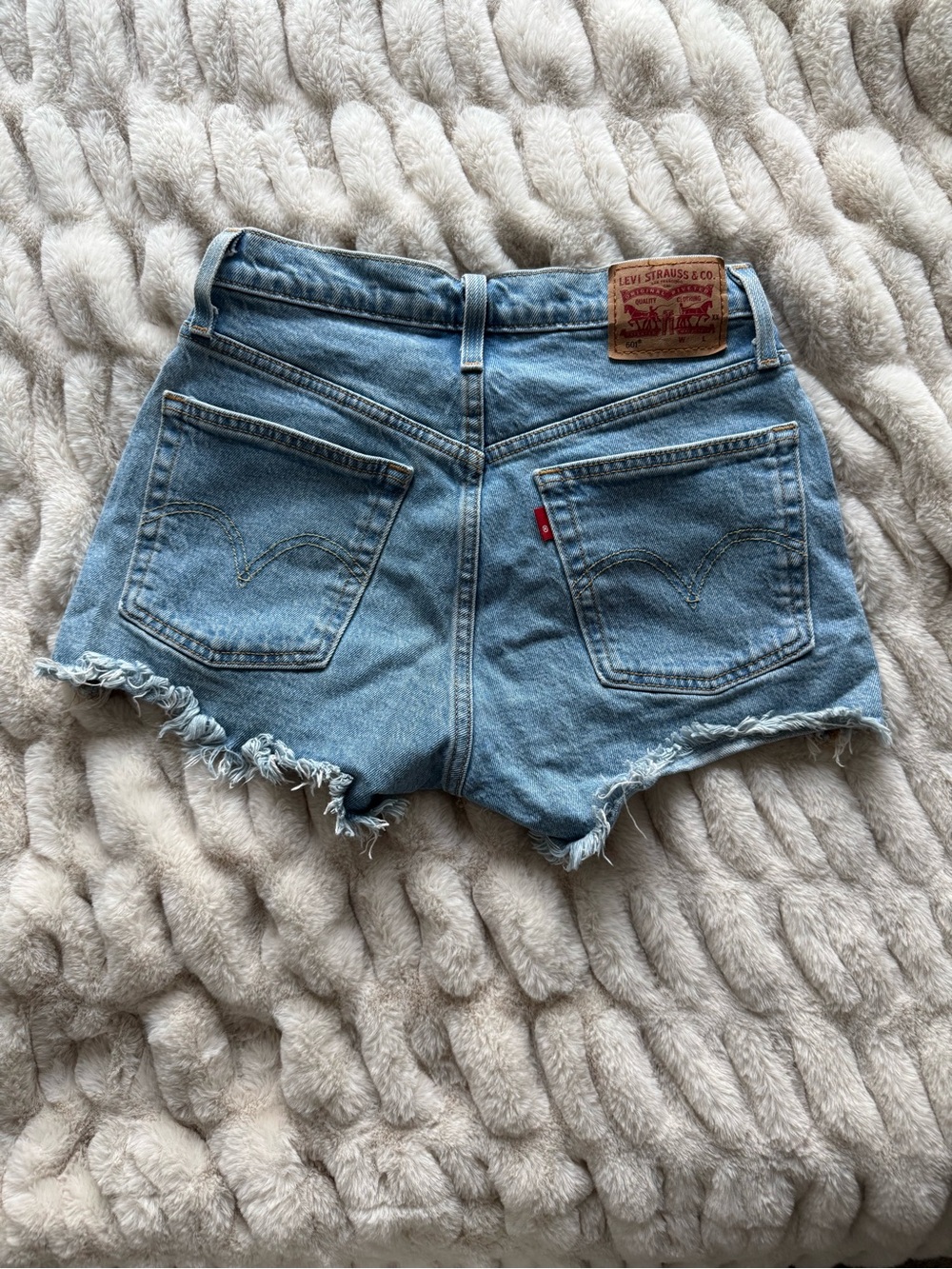 Levi's Light Blue Distressed Denim Cutoff Shorts